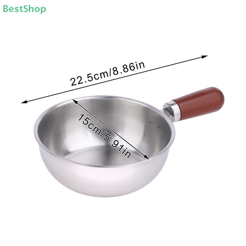 Single-Person Heat-Resistant Stainless Steel Pot Wood Handle For Fruit Salad Yogurt Breakfast Kitchen Cooking Bowl