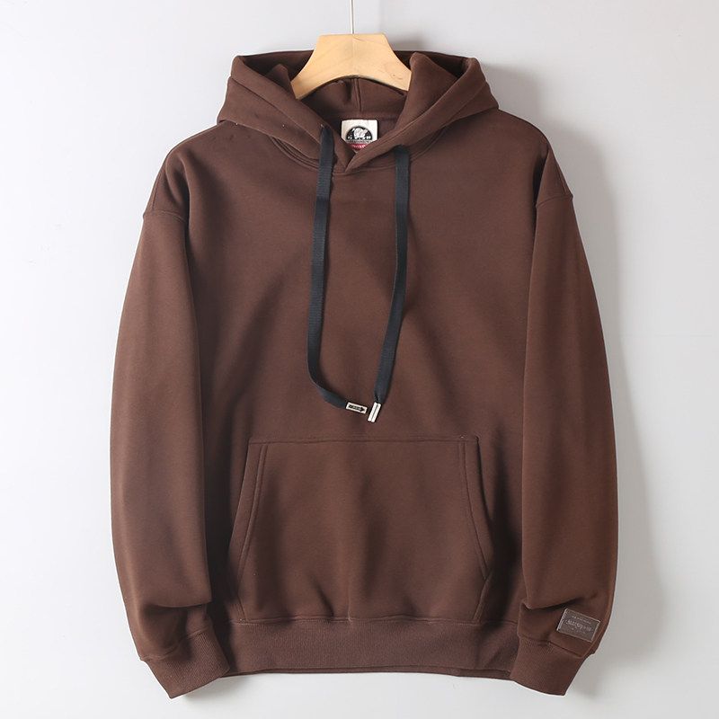 Men's Export Surplus Heavyweight Fleece Hoodie for Autumn and Winter, Fashionable Casual Thickened Fleece Pullover Sweatshirt