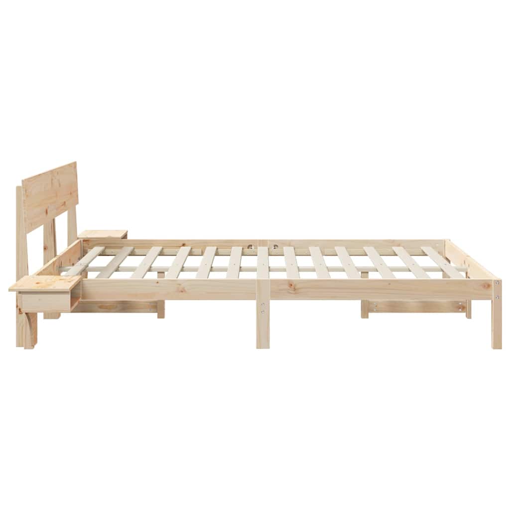 Brown Bed Frame with Headboard 160 x 200 cm Solid Pine Wood