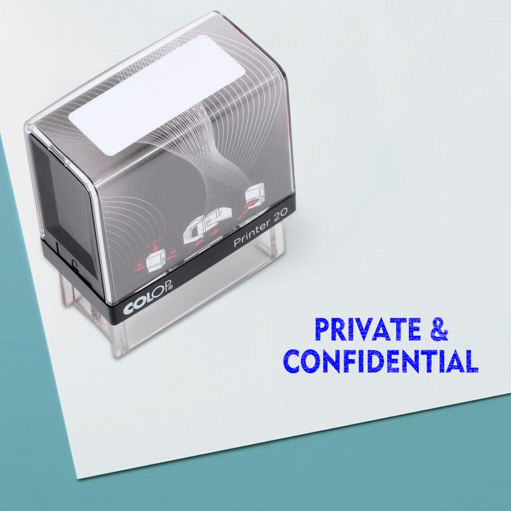 PRIVATE & CONFIDENTIAL Self Inking Rubber Stamp Custom Colop Office Stationary P20 Mini Stamper