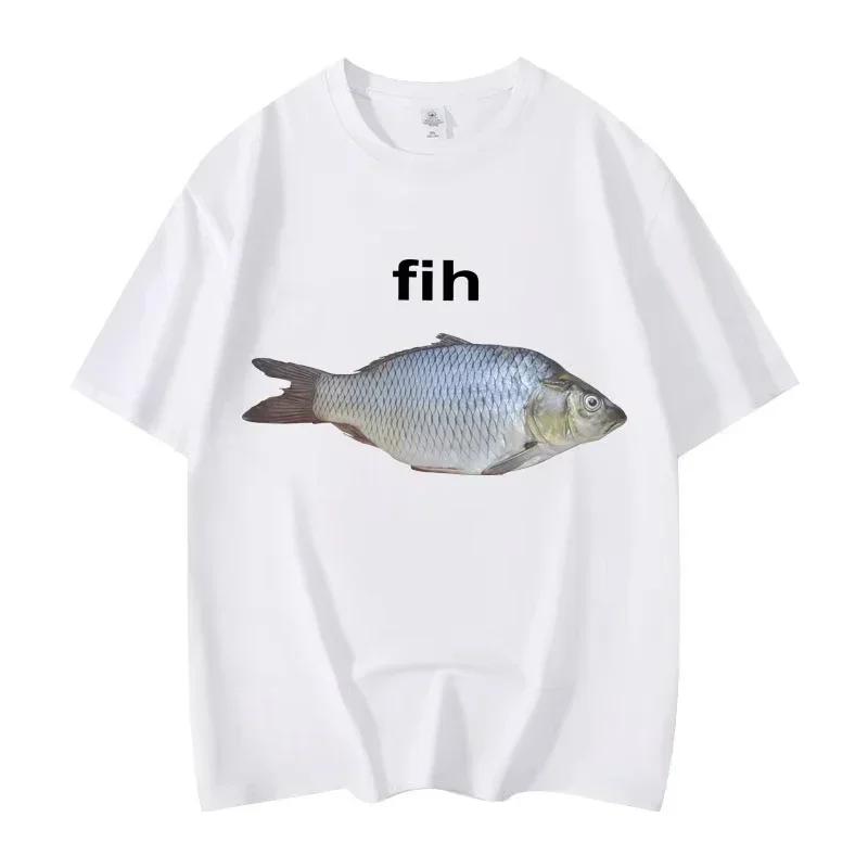 Fih Fish Funny Meme Summer T Shirt Fashion Short Sleeve T-shirts Women Clothing Summer T-shirt Streetwear Tops Women Clothing