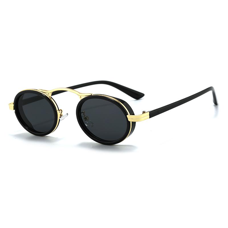 Vintage Retro Women s Sunglasses Small Oval Shade Fashionable Metal Gray Blue Yellow Tea Acrylic Eyewear Small Oval Shade Metal Oval