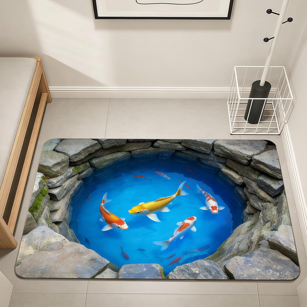 Modern Creative Carp Pond Abstract Home Bedside Rug Kitchen Bath Floor Mat Hallway Balcony Carpet Entrance Doormat Hogar Decor