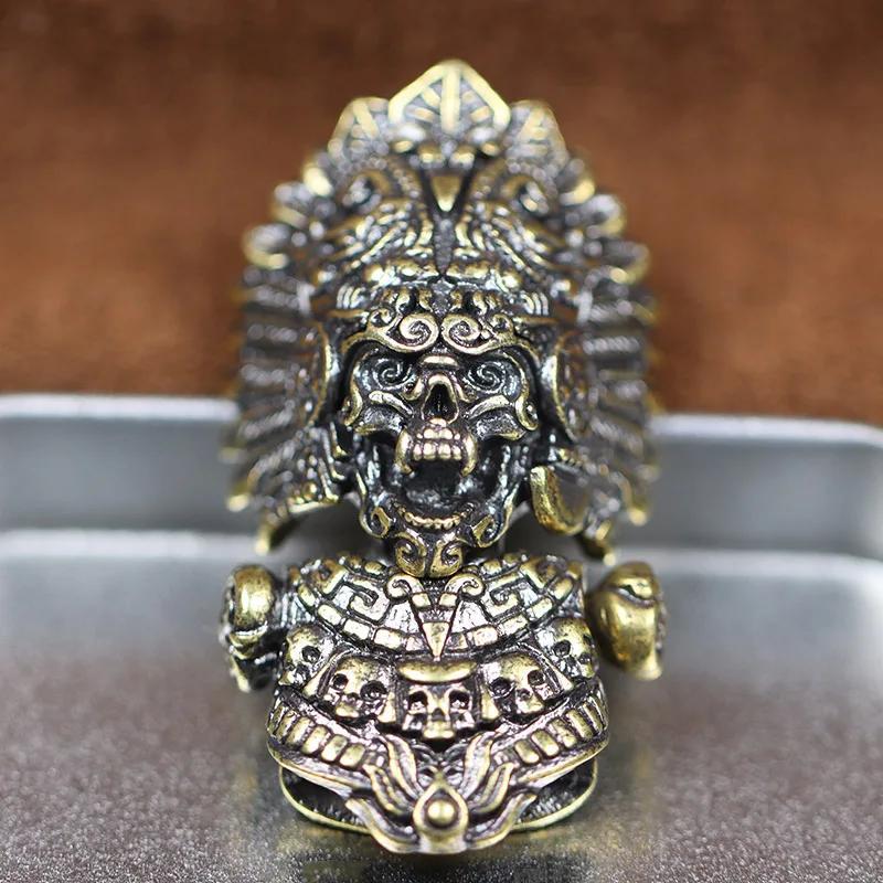 Chief Skull Head Brass Buckle EDC Outdoor DIY Woven Paracord Survival Bracelets Accessories Vintage Umbrella Rope Lanyard Beads