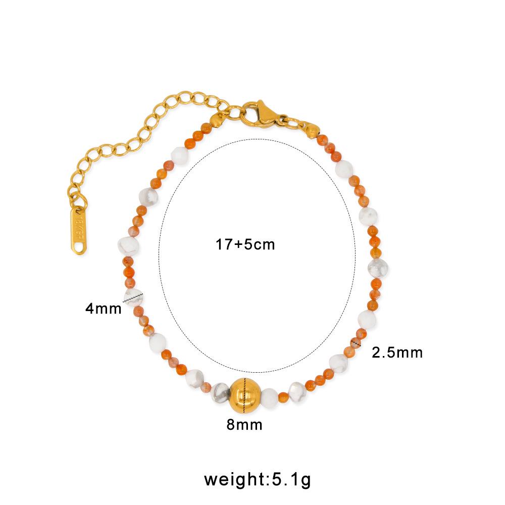 European Summer Pearl Beaded Necklace & Bracelet Set - Stainless Steel, Handmade Clavicle Chain.