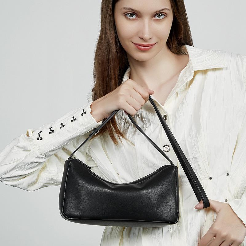 Leather Women's Bag Underarm Light One Shoulder Crossbody European Bag Small Fresh Versatile Mobile Phone Shopping Solid Color Soft Women's Bag