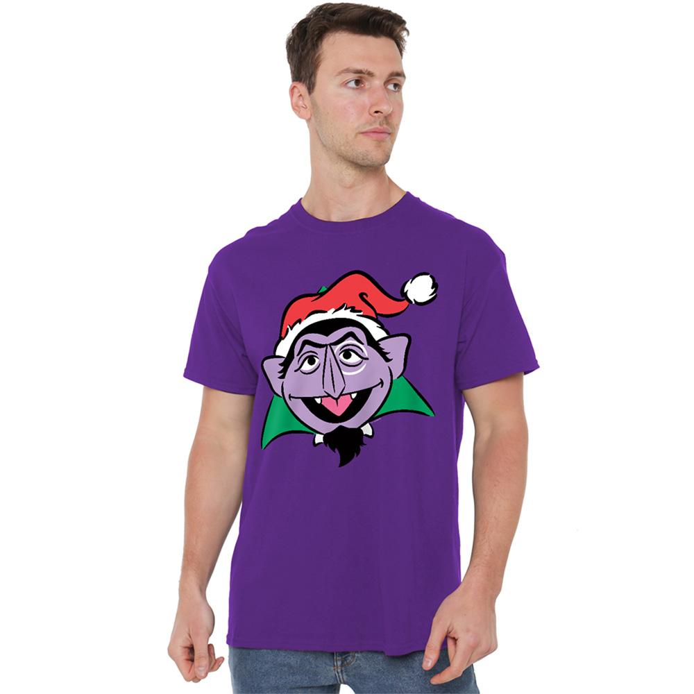 Sesame Street Unisex Adult Count Von Count Santa Hat T-Shirt