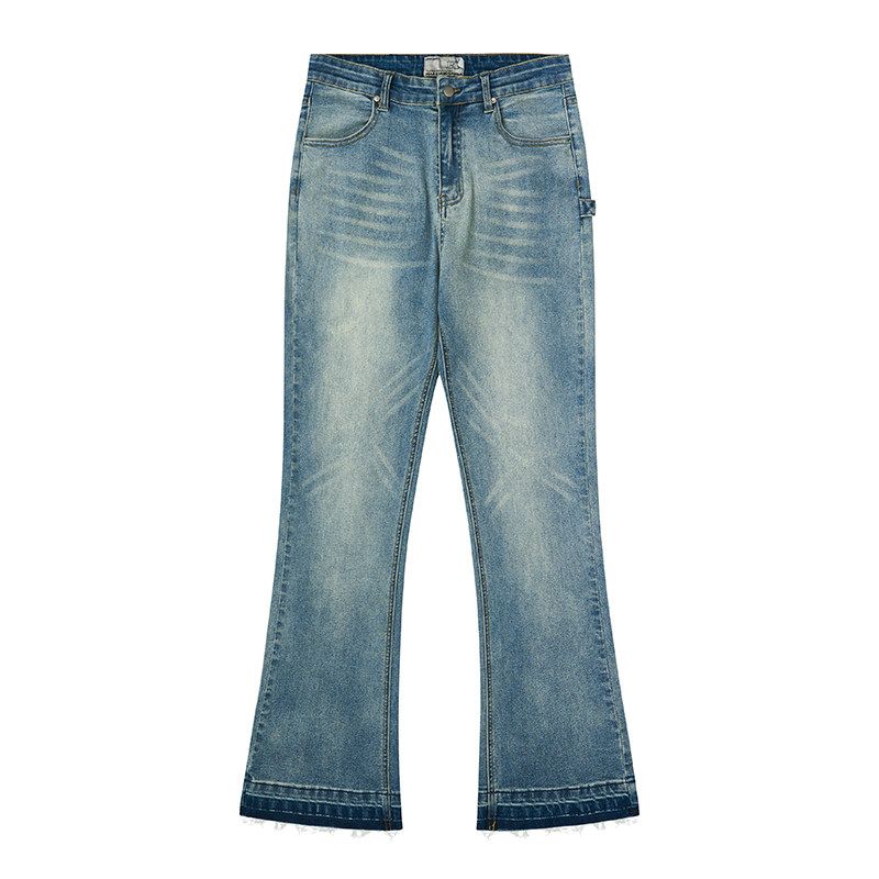 Harsh and Cruel American Street Cleanfit Washed and Worn Destruction Pocket Print Micro-Pull Denim