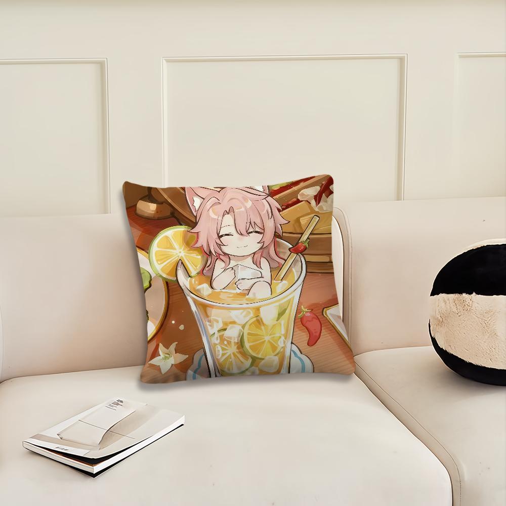 Gra Honkai Star Rail Kreskówkowa poszewka na poduszkę Poszewka na poduszkę Dekoracja Pokój Dom Sofa salon Biuro Samochód Skandynawska Prostota
