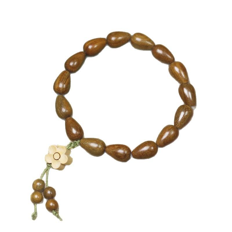 Green Sandalwood Fragrant Bracelet Waterdrop Beads Flower Pendant Women Wrist Ornament