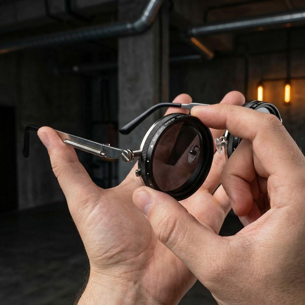 Manual Rotating Fishing Sunglasses Round Frame ND Filter Sunglasses Driving