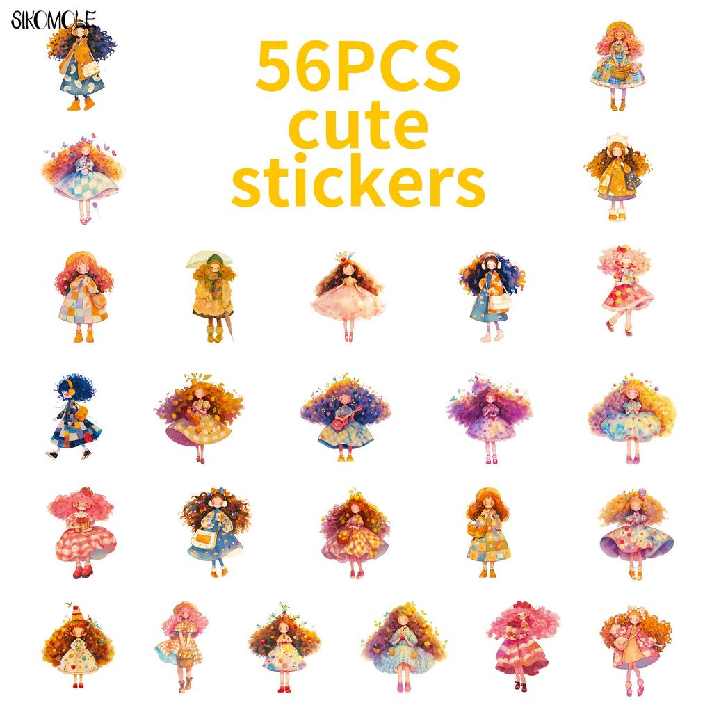 103056PCS Afro Hair Cartoon Princess Stickers Aesthetic Anime Girl Decal DIY Laptop Guitar Skateboard Luggage Graffiti Sticker