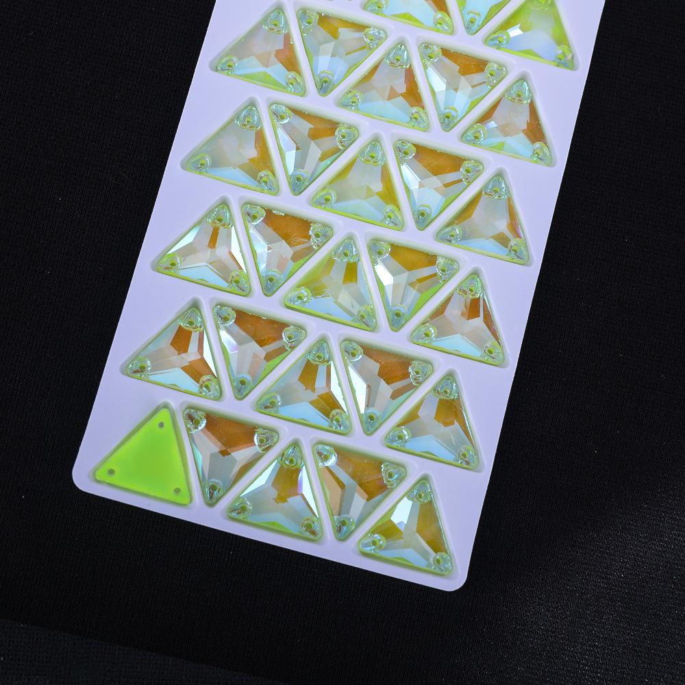 Neon Fluorescent Triangle Hand-Sewn Drill, Glass Rhinestone Flat Buckle Diy Accessories Clothing Wedding Materials Accessories