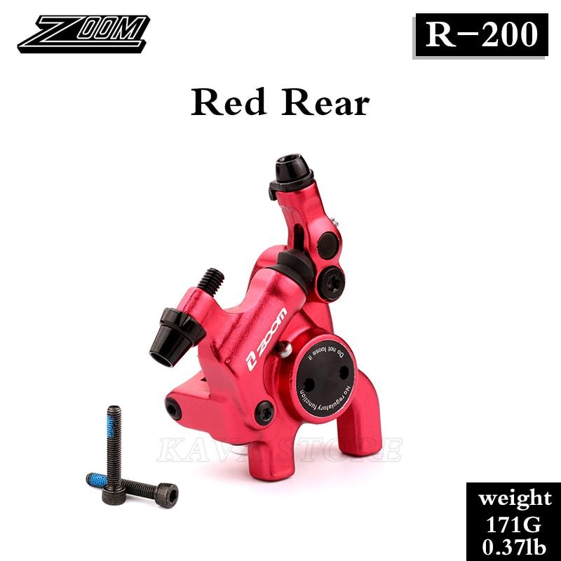 ZOOM Bicycle Hydraulic Brake R200 Road Bike Disc Brake Caliper Ultralight Double Piston PM Brakes Caliper for Shimano SRAM Rear Red