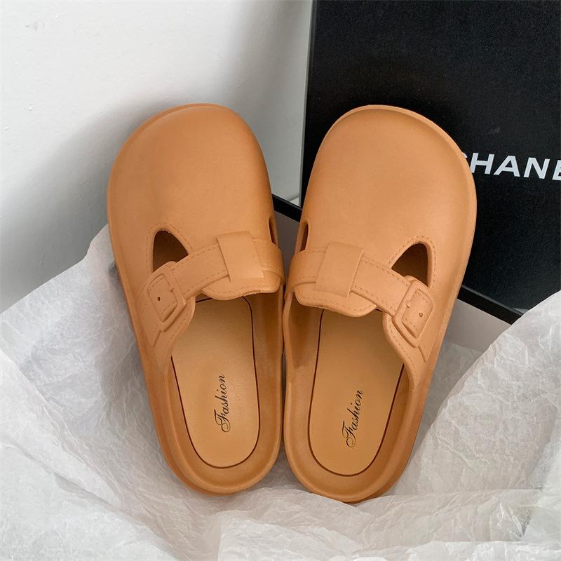 

Женские летние простые водонепроницаемые однотонные модные нескользящие пляжные тапочки 40-41 хаки