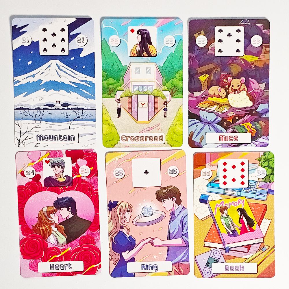 9*6cm Back To The 80's Lenormand Deck Gedruckt auf 350GSM doppelt geprägtem Karton 36 Stk. Lenormandkarten + 2 Spezialkarten