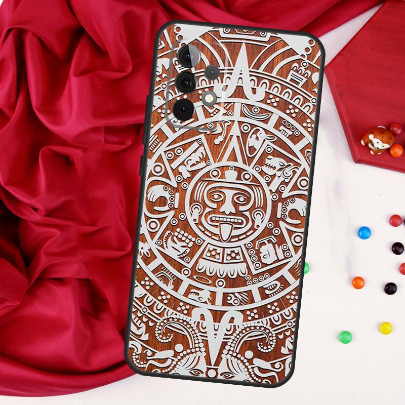 Mayan Calendar Wood Pattern For Samsung Galaxy A55 A53 A33 A13 A35 A15 A36 A56 A26 A16 A22 A32 A52 A54 A34 A06 A05 Case