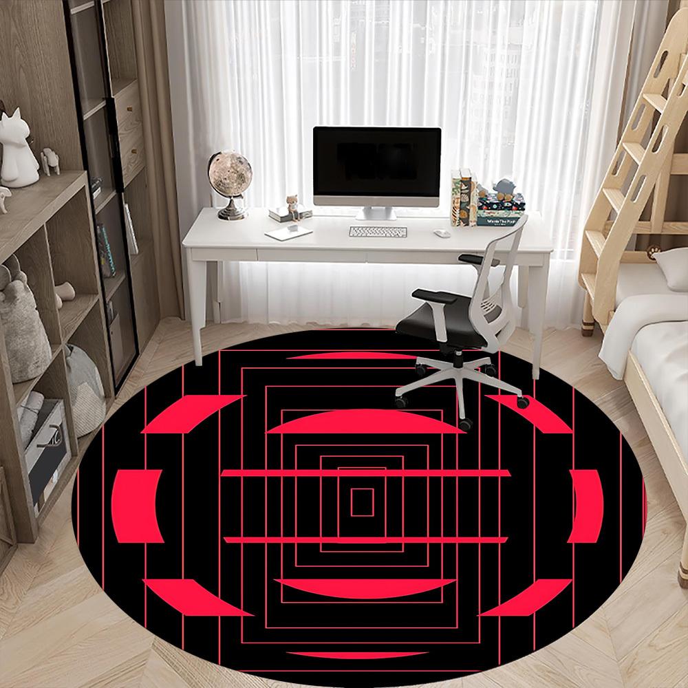 1pc Geometric Pattern Office Round Area Rug, Indoor Mat Suitable ForOffice, Under Office Chairs Bedroom Living Room Home Decor T166