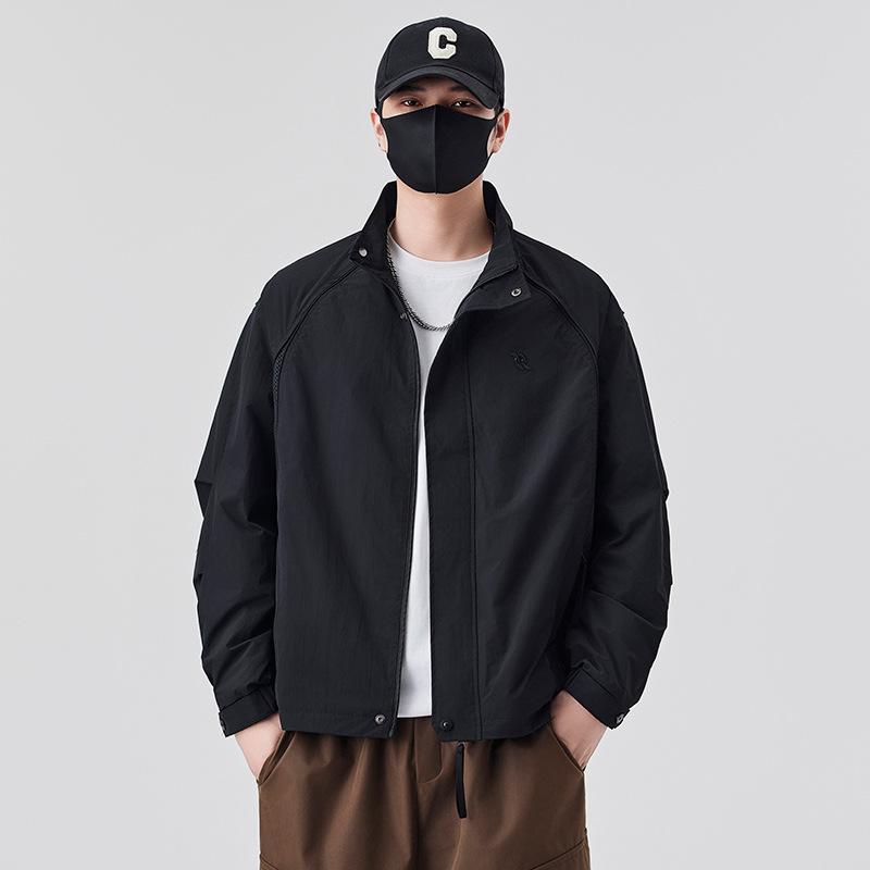 Spring Men'S Trendy Brand Embroidery Splicing Breathable Mesh Stand-Up Collar Jacket Couple With The Same Style Outdoor Versatile Leisure