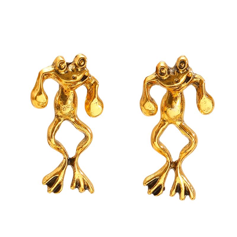 

Creativity Three Dimensional Frog Earrings Vintage Personality Animal Frog Earrings Fun Jewelry Accessories Gifts золотий