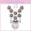 Ethnic Style Simulation Gemstone Decor Women Round Flower Necklace With Tassel For Boho Style Jewelry