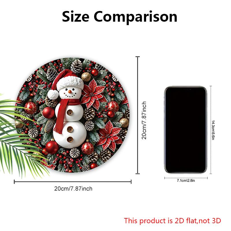 Wooden Christmas Sign with Adorable Snowman Pattern, Christmas Decorative Plaque & Sign for Front Door Wall Hanging Decor, Ideal Christmas Ornament