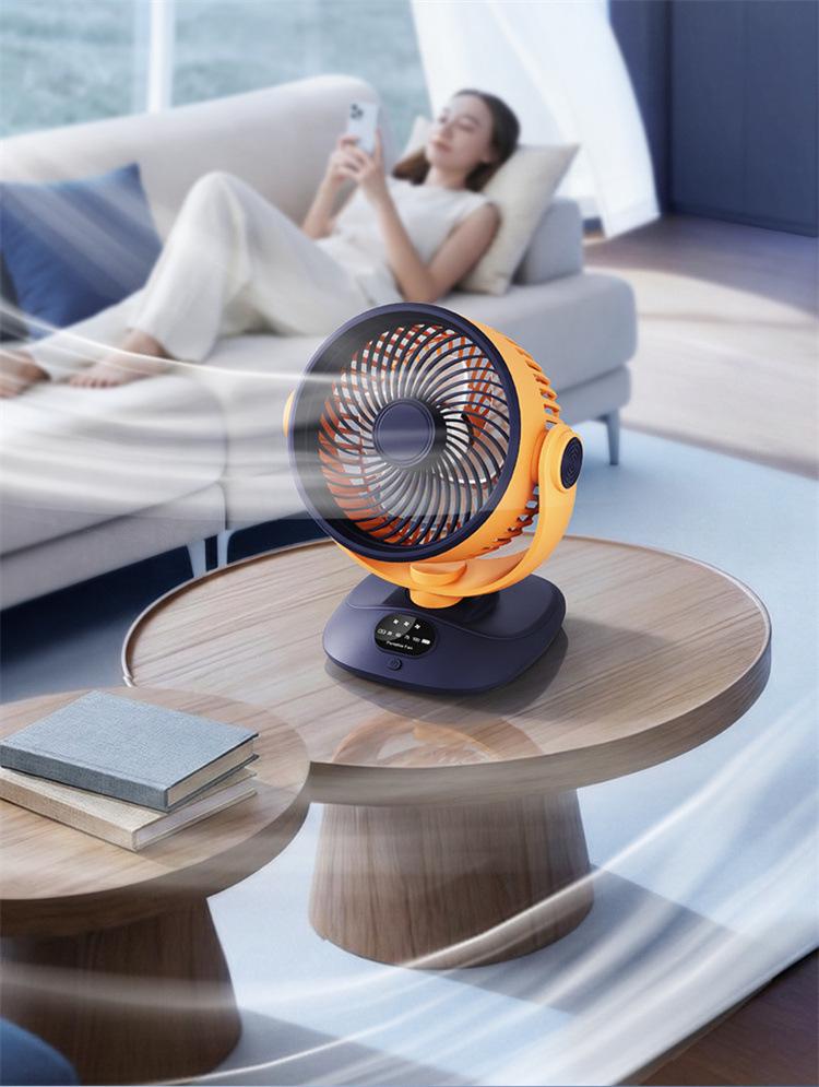 Eslite 6" USB Desk Fan with Auto Oscillation, LED Display, Rechargeable, Strong Wind