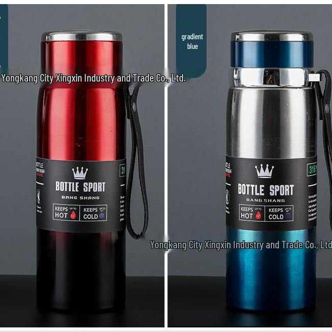 Large Capacity Stainless Steel Insulated Sports Water Bottle with Strap - Ideal for Climbing, Outdoor Activities, and Business Gifts