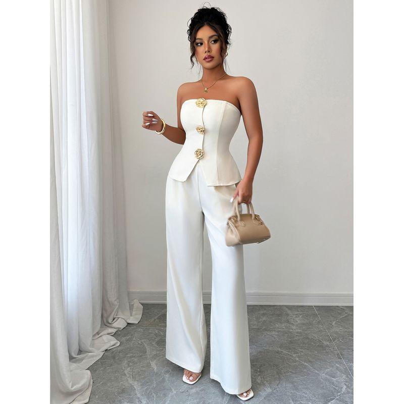 Western Style New Fashion Sexy Tube Top Top High Waist Wide Leg Pants Two-Piece Set Top and Pants Set