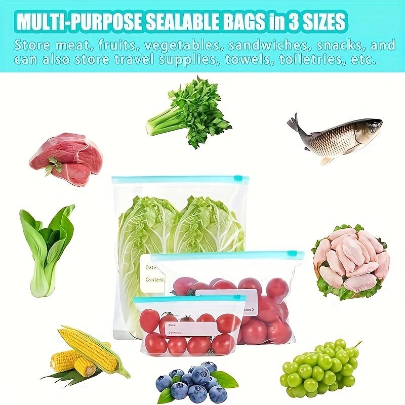60 Pieces Zipper Bag Food Classification Storage Bag Food Preservation Seal Bag
