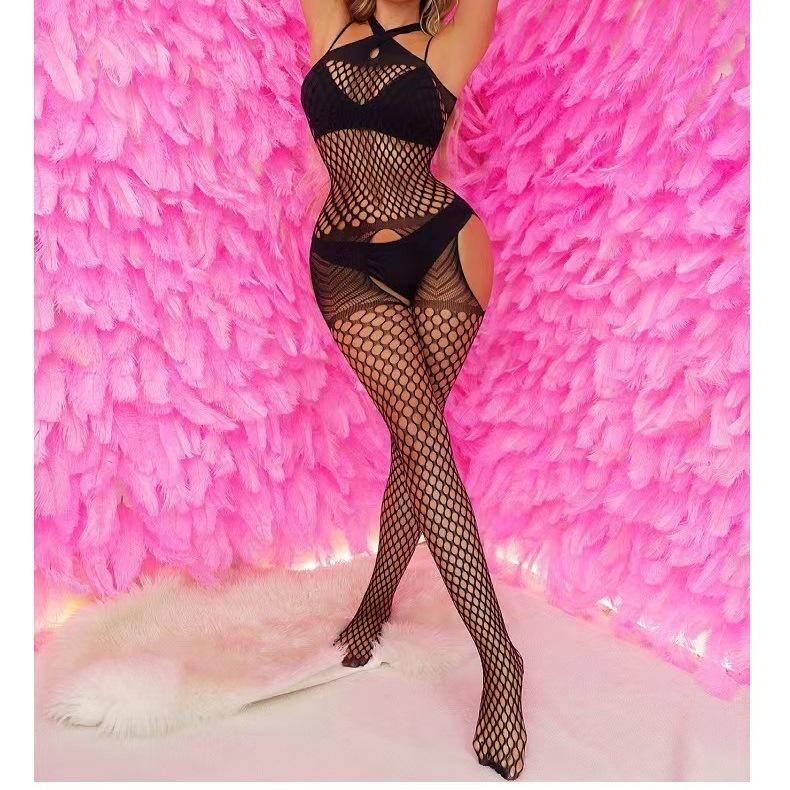 Ženy Stehna Vysoký Síťovaný Dámský overal Průhledný punčochy Sexy spodní prádlo Síťovaný Transparentní Elastické průsvitné krajkové body