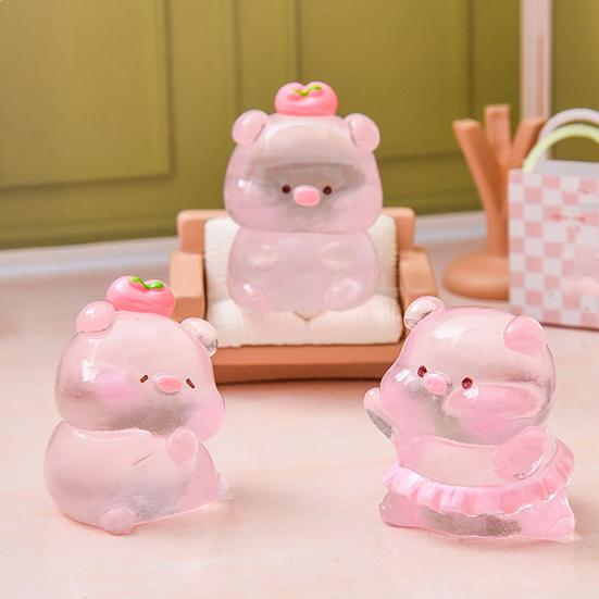 Miniature Pig Figurine Mini Pink Piggy Figure Cartoon Resin Animal Cake Toppers for DIY Fairy Garden Moss Landscape Terrarium Potted