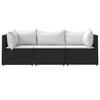 VidaXL Salon de jardin 3 pcs avec coussins Noir Résine tressée, ensemble de salon d'extérieur, ensemble de mobilier 319734