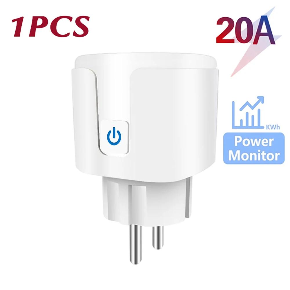 16A/20A EU Smart Socket WiFi Smart Plug Power Monitoring Timing Function Voice Control Works With Tuya APP Alexa Google Home