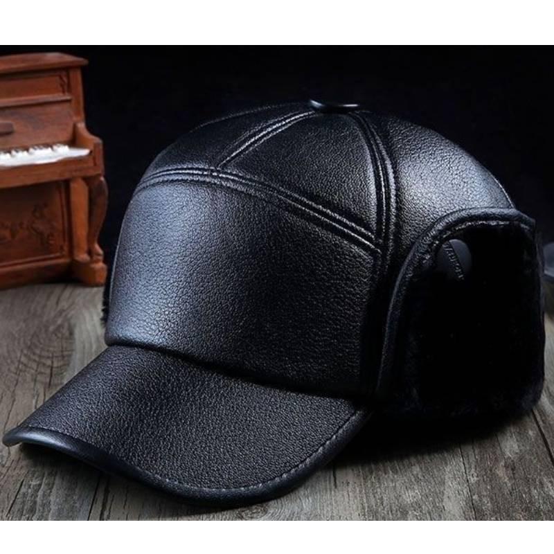 Winter Thickened Cotton Ear Protection Hat Leather Baseball Adjustable Caps