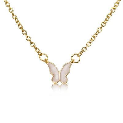 Version Acrylic Butterfly Pendant Necklace For Women Gold Color Butterfly Necklace Simple Elegant Jewelry