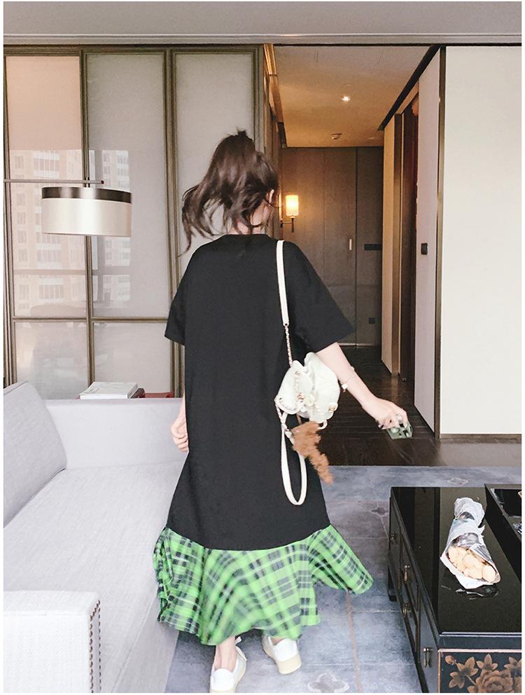 Women's French Retro Plaid Patchwork Dress - Summer Korean Style Chic, Hepburn-Inspired, Age-Reducing Temperament Skirt.