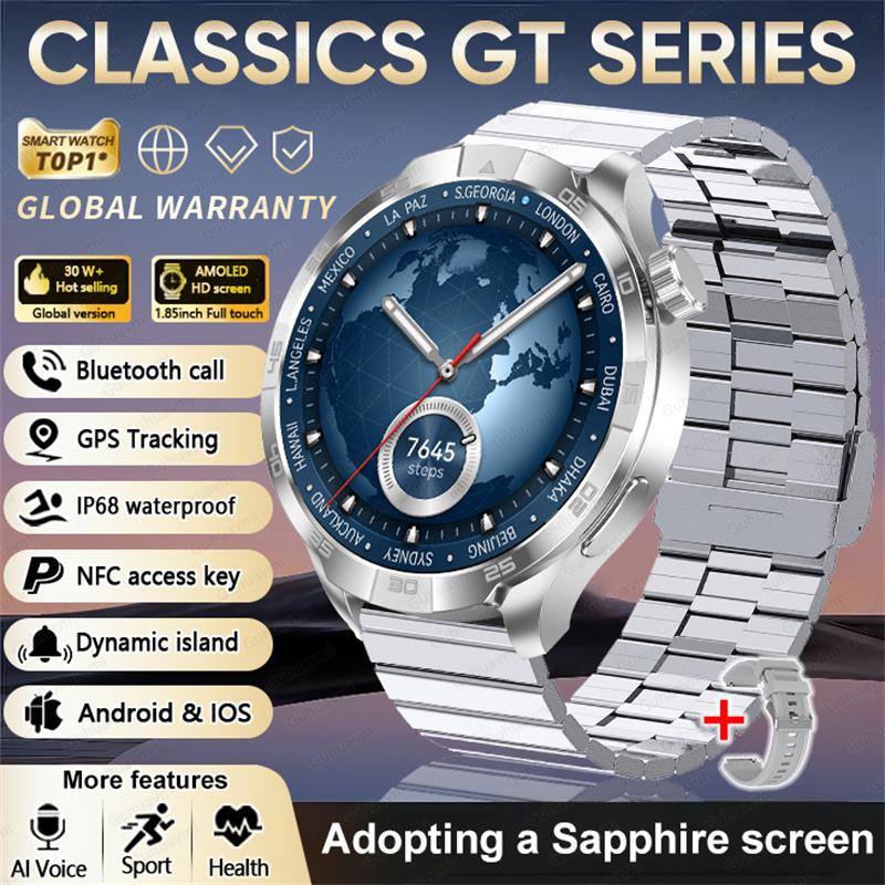2026 Smart Watch Always Display AMOLED NFC Bluetooth Call GPS Trajectory Waterproof 1.85" AMOLED HD Health Sport Smartwatch Men for Android IOS