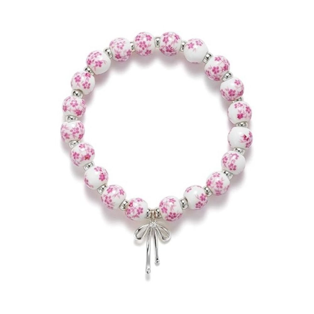 Ceramics Blue and White Porcelain Bracelet Elastic New Chinese Style Bracelet  Girls