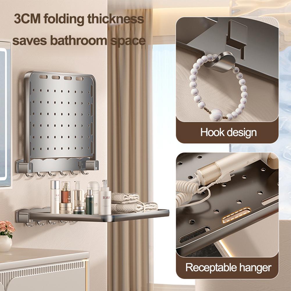 Foldable Wall-mounted Shelf For Bathroom Toilet Kitchen Retractable Laundry Drying Storage Racks Gap Shelf For Bathroom Balcony