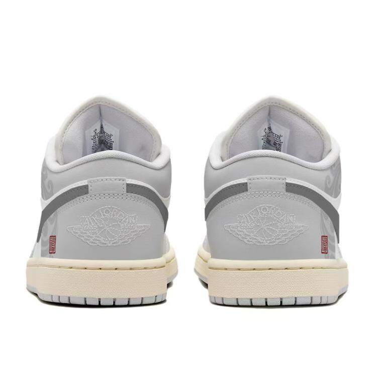Jordan Air Jordan 1 Low top Vintage Basketball Shoes Women's Gray White DC0774-103(Team183-)