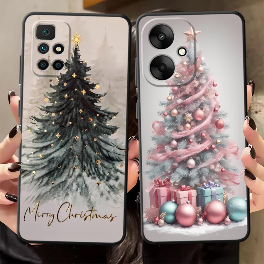 Cartoon Christmas Tree Black Soft Phone Cover Case for Xiaomi Redmi A4 10 13C A3 9 K40 K80 Pro A1 A2 Plus 12C 14C A5