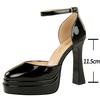 Schuhe Plateau High Heels 11,5 cm Damen Pumps Dicke Absätze Damenschuhe Blockabsätze Lackleder Sandaletten mit Absatz Sommer
