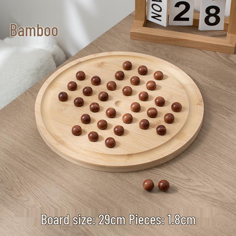 Wooden Peg Solitaire Educational Toy for Kids - Diamond Chess Game