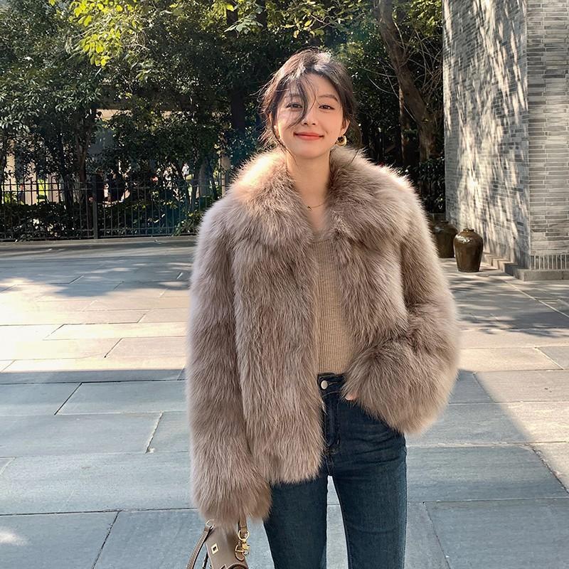 Winter new imitation fox fur coat women's fur coat thickened lapel small man