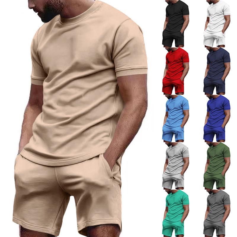 2023 European Style Men's Casual Two-Piece Set: Short-Sleeved T-Shirt & Shorts