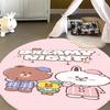 Line Friends Brown Sally Round Rug Cute Cartoon Pattern Circular Carpet Soft Anti-Slip Mat for Kids Room Playroom