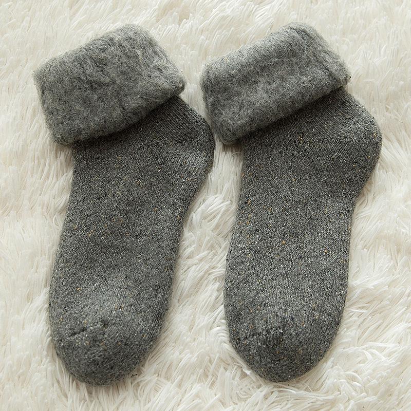 Women’s Extra Thick Fleece-Lined Terry Wool Socks - Warm, Cold Resistant Mid-Calf Snow Socks