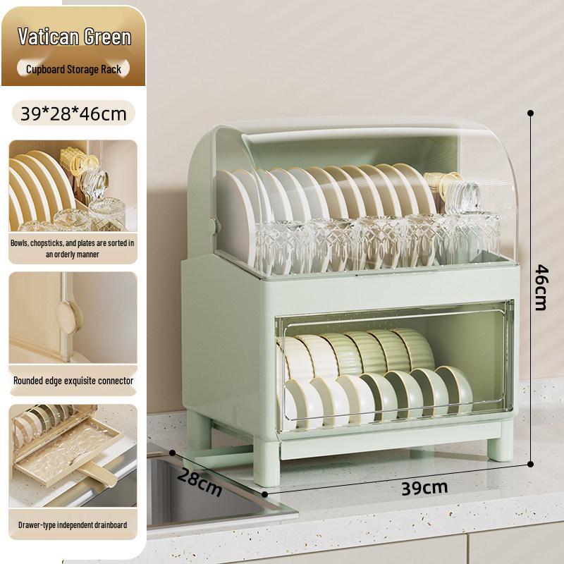 Kitchen Bowl & Chopstick Storage Rack with Lid for Tableware and Dish Draining