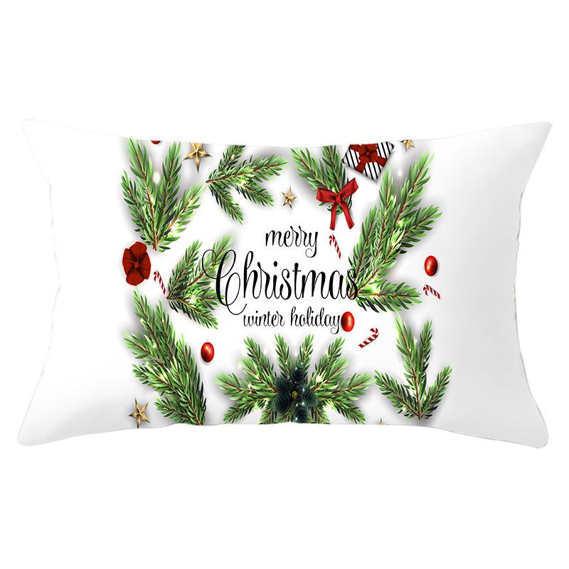 Green Series Christmas Peach Skin Printed Waist Pillowcase Square Sofa Pillowcase Office Pillowcase